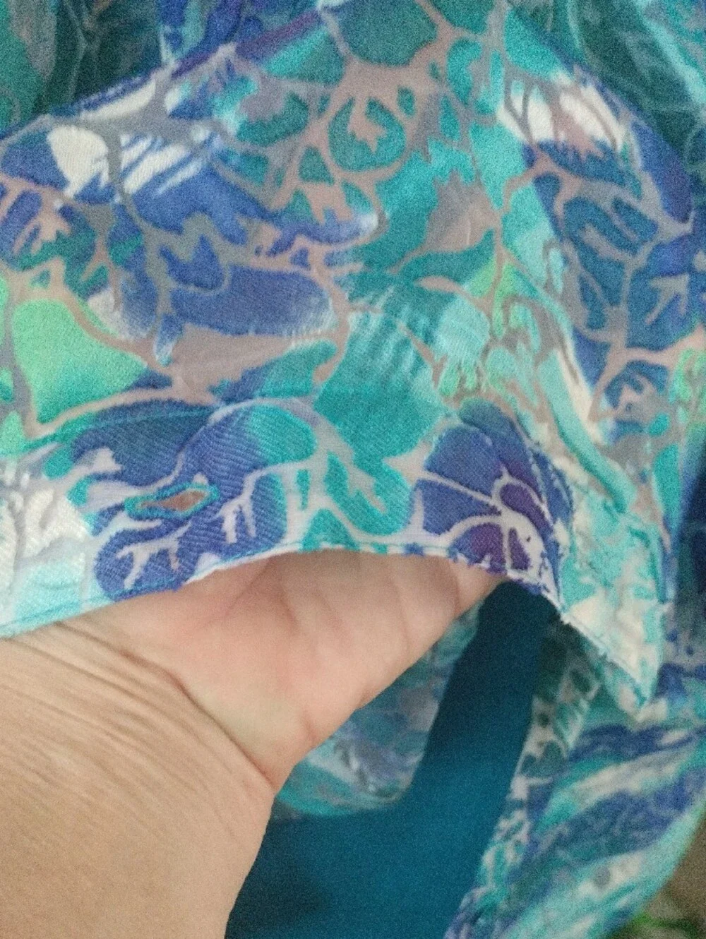 Plus Teal & Blue Floral Button-Up Blouse